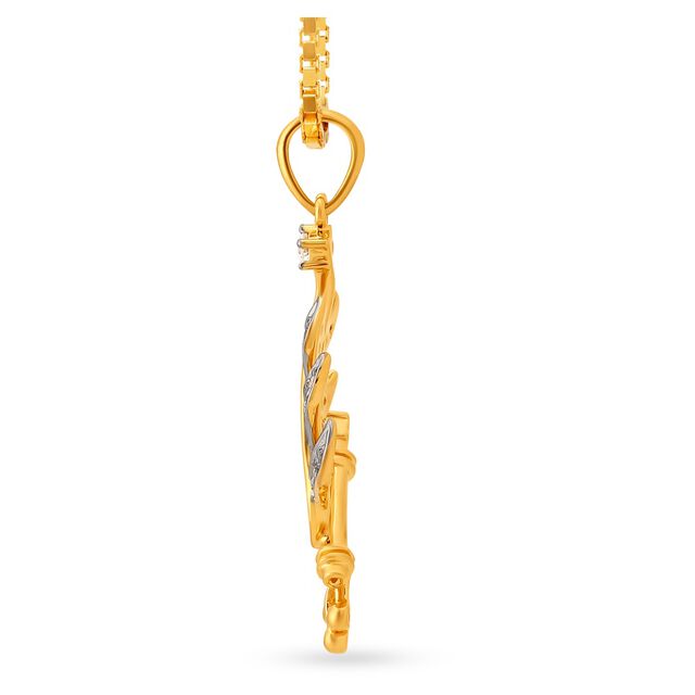 Divine 18 Karat Yellow Gold And Diamond Flute Pendant,,hi-res image number null