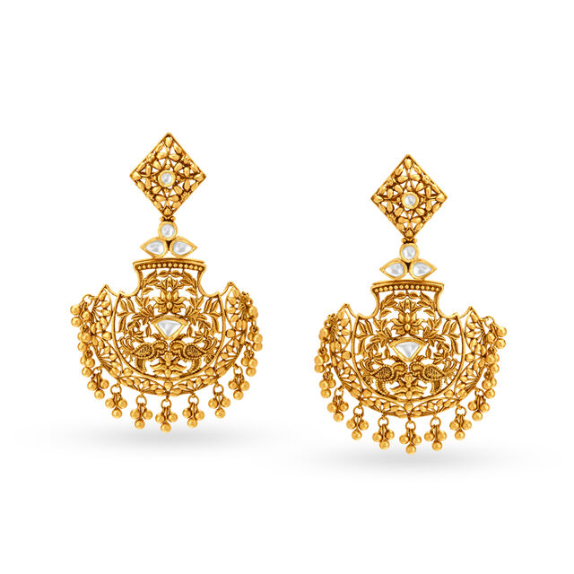 Resplendent 22 Karat Yellow Gold Floral Drops,,hi-res image number null
