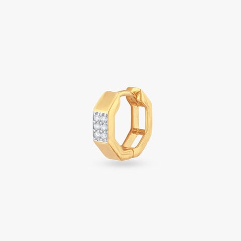 Octagon Edge Diamond Hoop Earring For Men