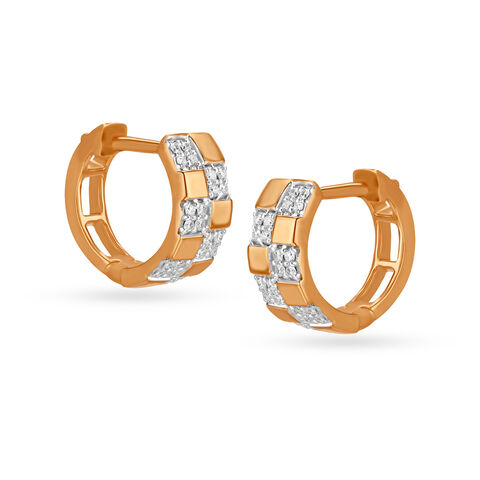 Block Diamond Hoop Earrings