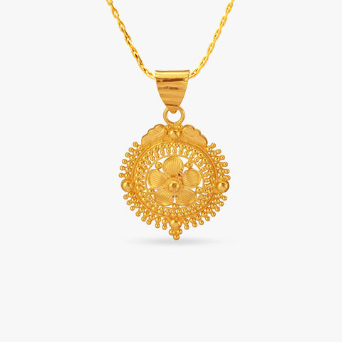 Floral Harmony Gold Pendant and Earrings set