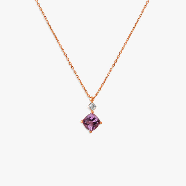 Beautiful Diamond and Amethyst Pendant with Chain
