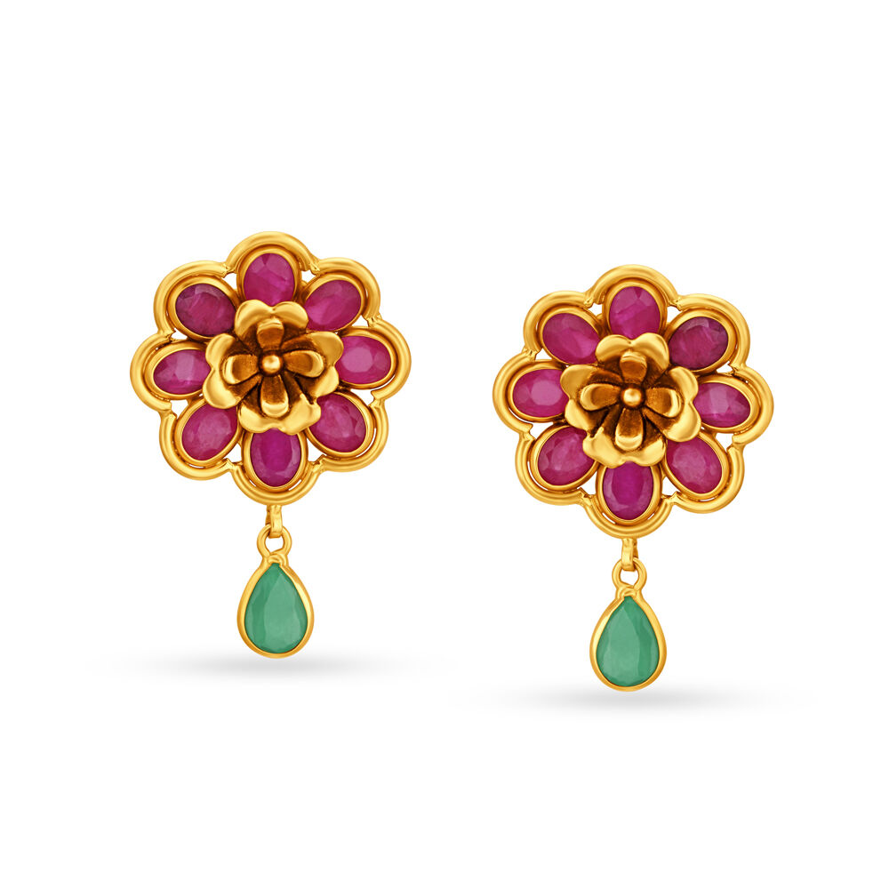 Tanishq store ruby earrings