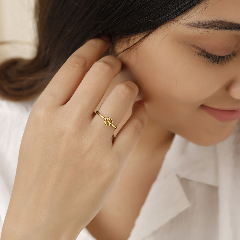 Letter O 14KT Yellow Gold Initial Ring