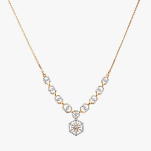 Hexagonal Elegance Diamond Necklace Set
