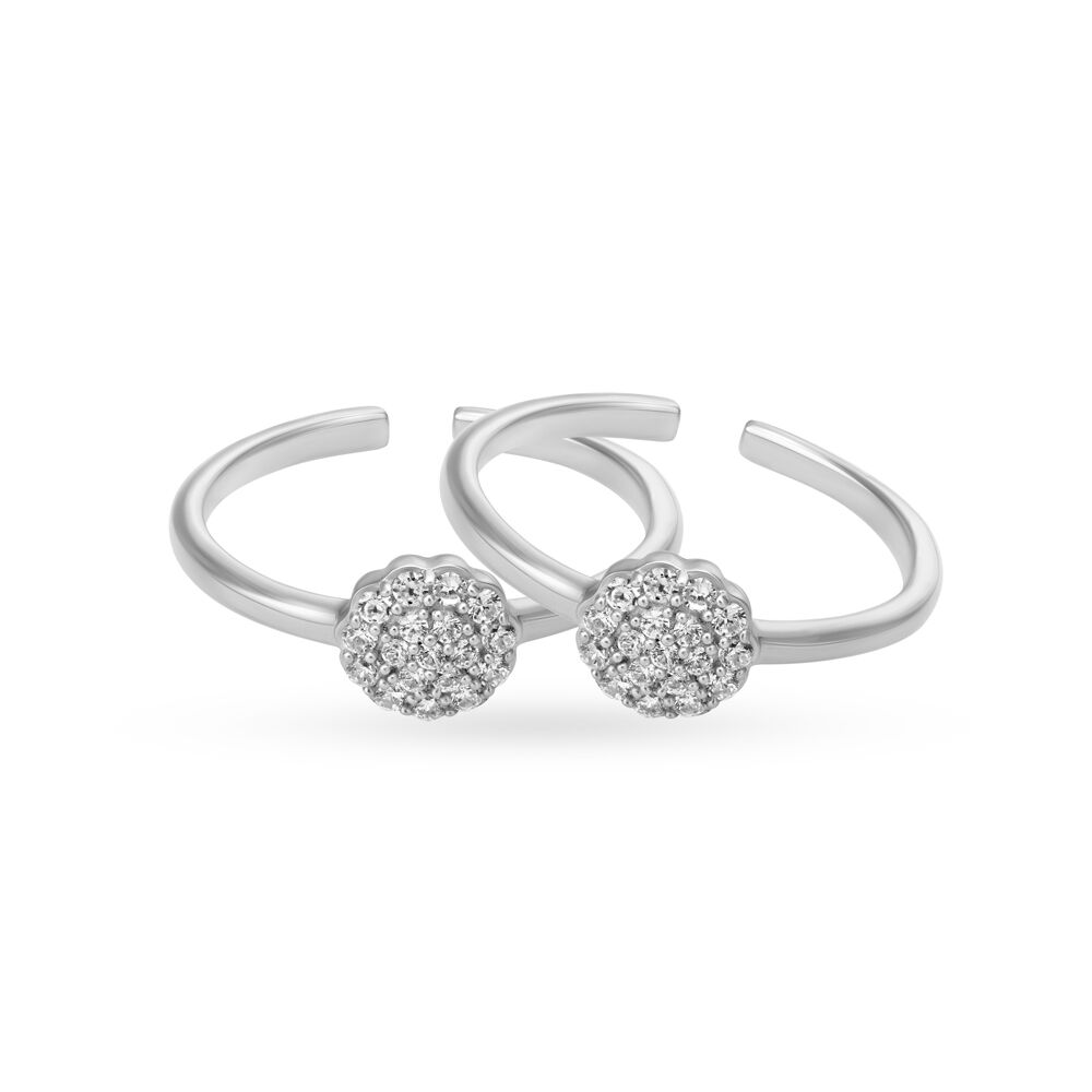 Solitary Snowflake Silver Toe Ring