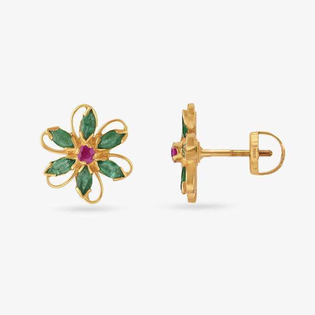 Stylish Ruby and Emerald Stud Earrings,,hi-res image number null