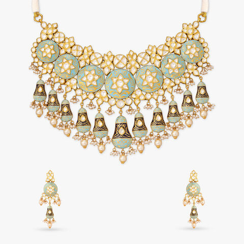 Azure Floral Gold Necklace Set