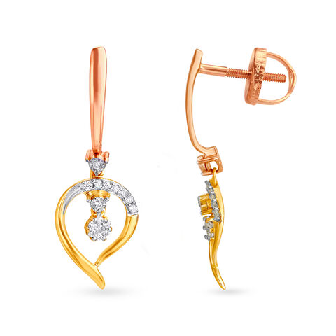 Dainty Leaf Diamond Hoop Earrings
