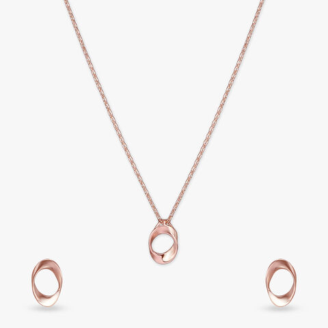 Fluid Void Gold Pendant with Chain and Earrings