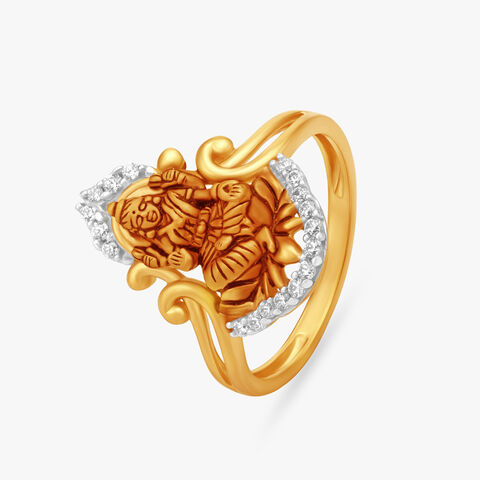 Diamond-Circled Gold Finger Ring