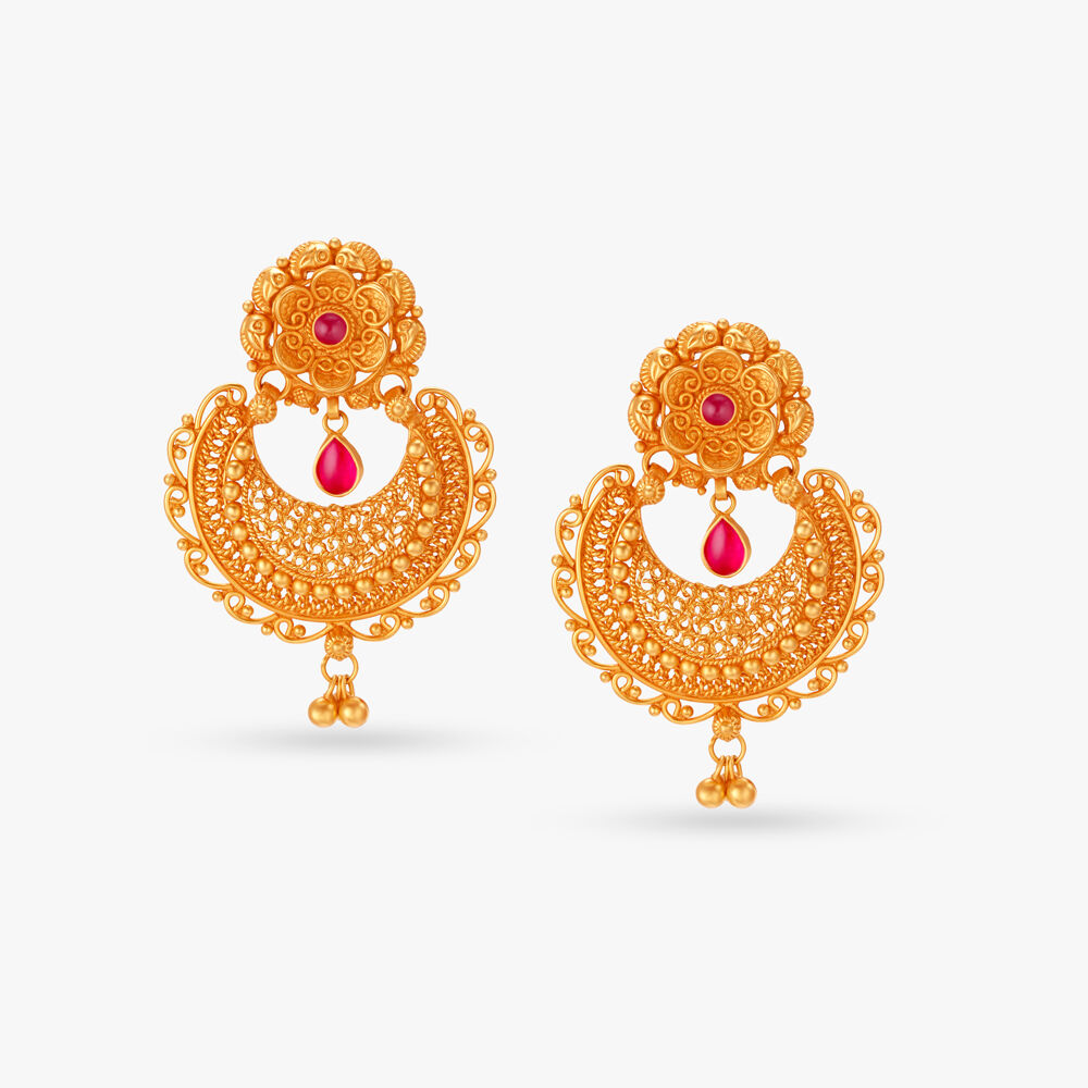 Chandbali Floral Drop Earrings