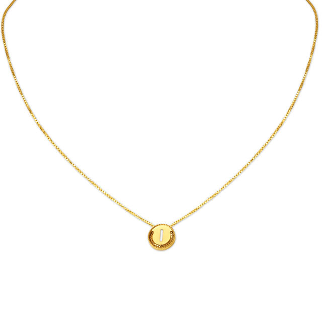 Letter I Gold Pendant with Chain For Kids,,hi-res image number null