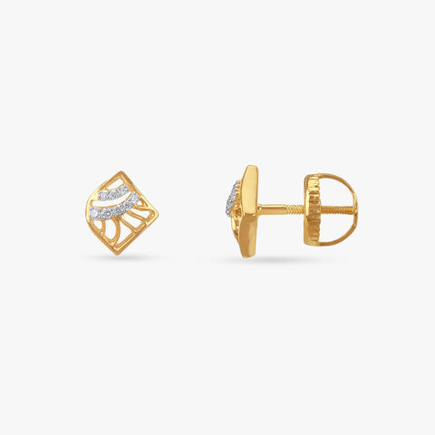 Sunbeam Grid Diamond Stud Earrings