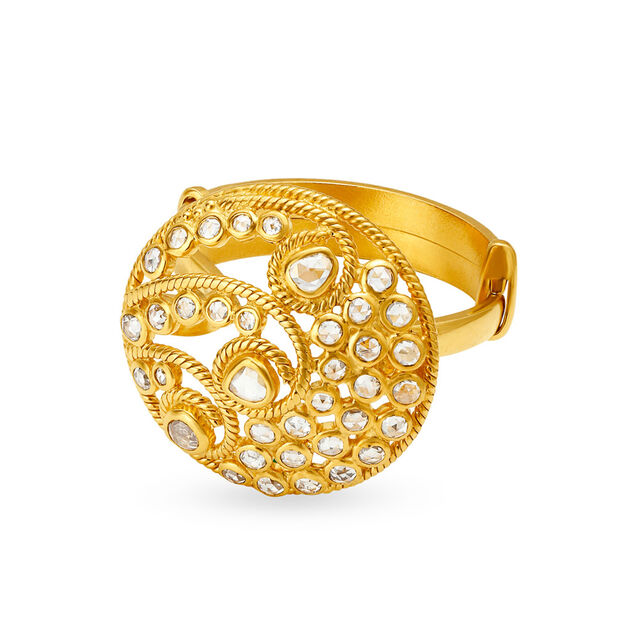 Regal Filigree Multi Stone Gold Ring