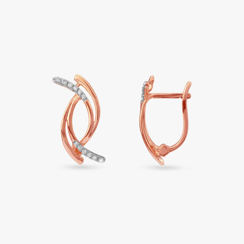 Abstract Curve Diamond Hoop Earrings