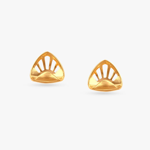 Sunbeam Shield Gold Stud Earrings