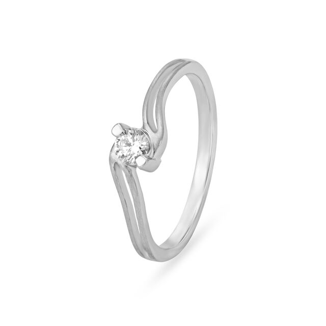 Sleek White Platinum Finger Ring,,hi-res image number null