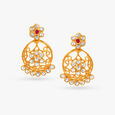 Alluring Floral Ruby Drop Earrings,,hi-res image number null