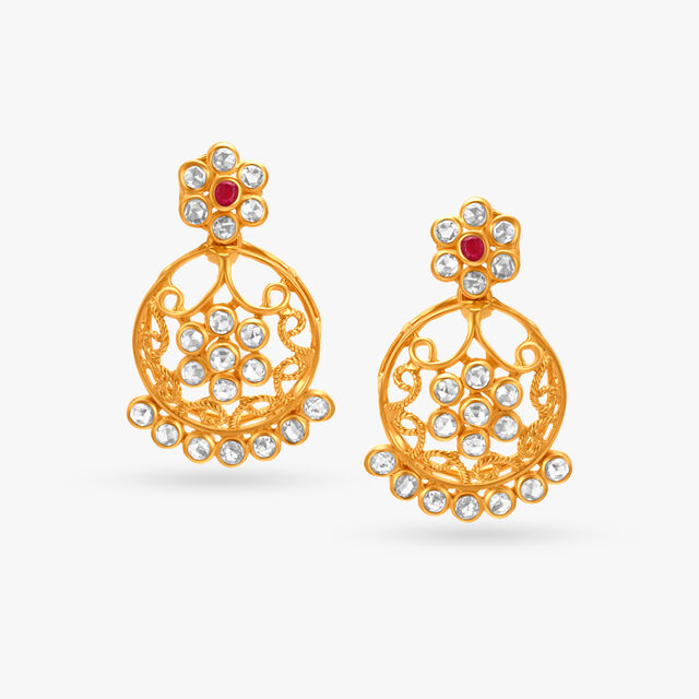 Alluring Floral Ruby Drop Earrings,,hi-res image number null