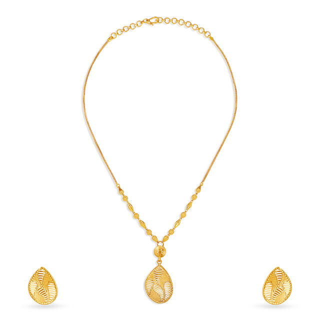 Glimmering Yellow Gold Teardrop Necklace and Earrings Set,,hi-res image number null