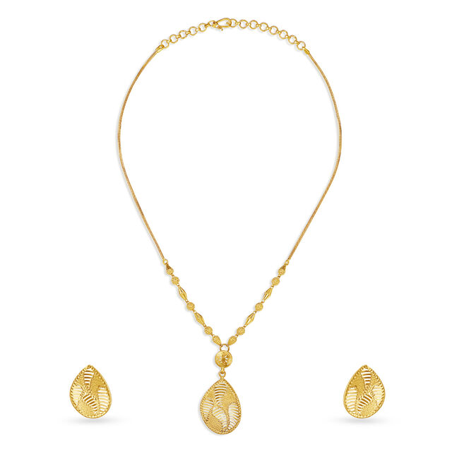 Glimmering Yellow Gold Teardrop Necklace and Earrings Set,,hi-res image number null