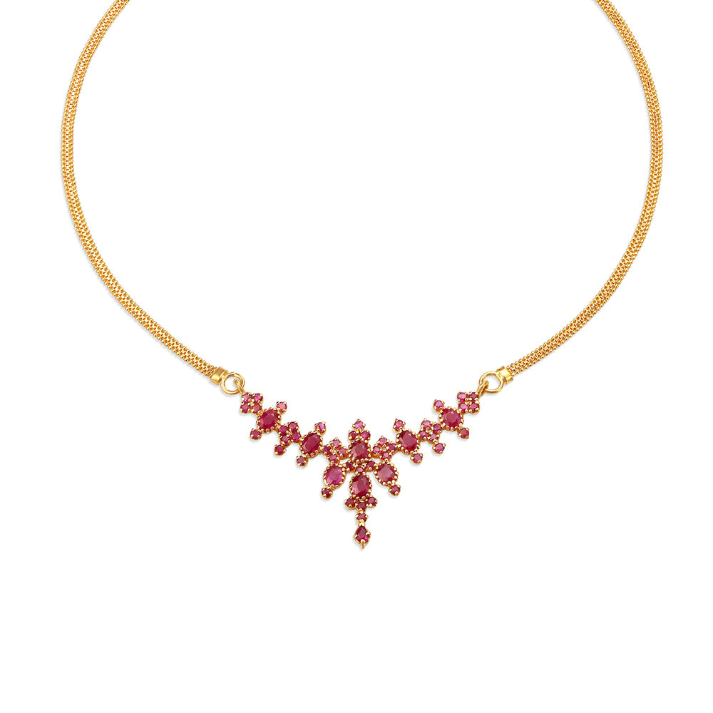 Tanishq ruby and emerald necklace top