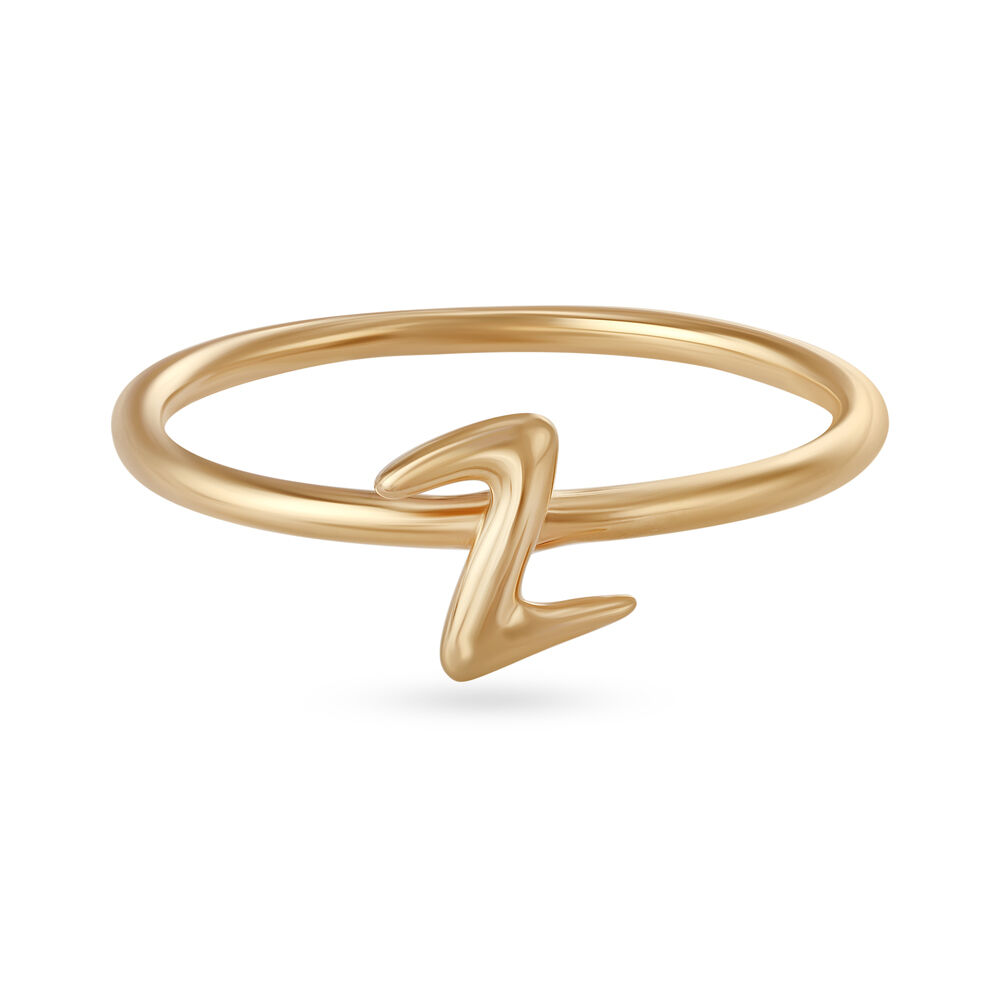 Two Tone Gold Letter Z Filigree Band Radiant Ladies Rectangular Initial Ring  (JL# R9820) - Jewelry Liquidation