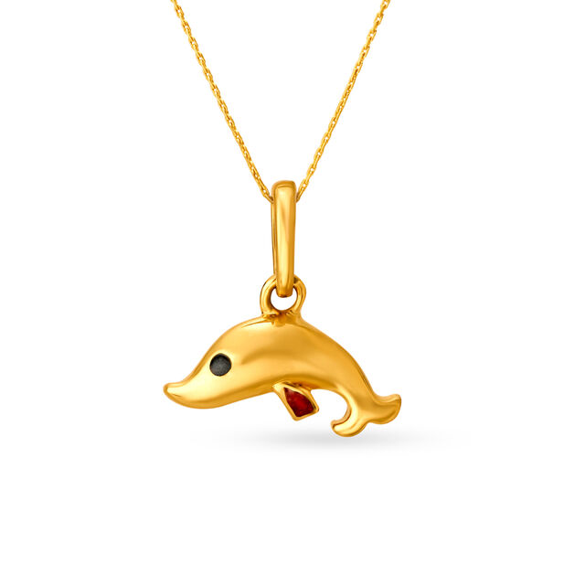 Buoyant Dolphin Inspired Gold Pendant,,hi-res image number null