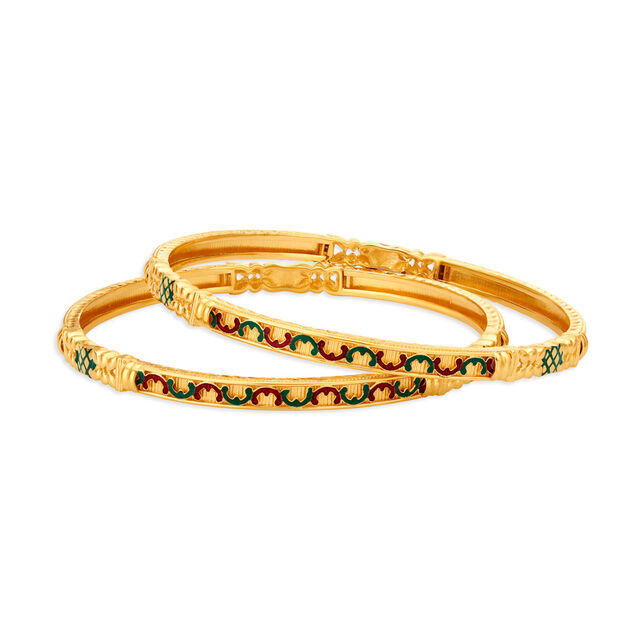 Ethereal Gold Bangle Set with Vine Motif,,hi-res image number null