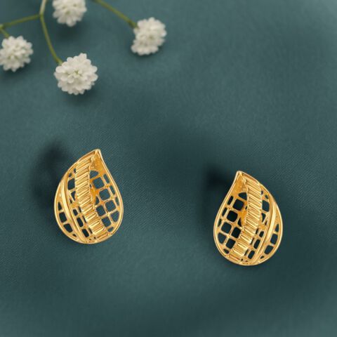 Teardrop Mesh Gold Stud Earrings