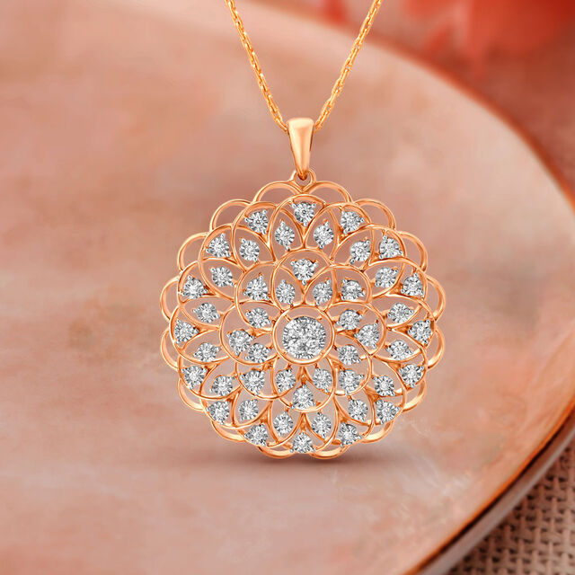Regal Rose Gold and Diamond Mandala Pendant