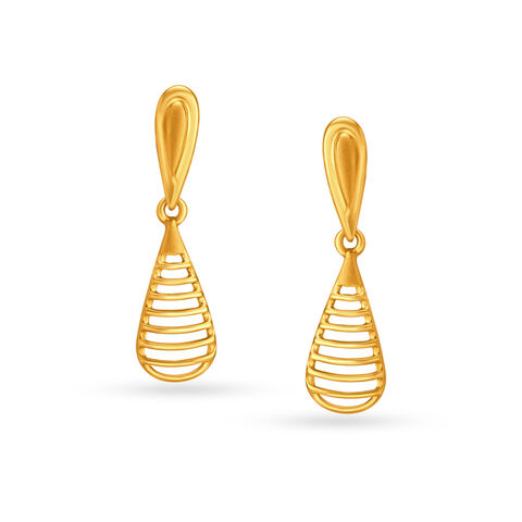 Teardrop Pattern Gold Drop Earrings