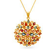 Magnificent 22 Karat Gold And Multi Stone Chrysanthemum Pendant,,hi-res image number null