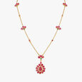 Resplendent Petals Ruby Floral Pendant with Chain and Earrings Set,,hi-res image number null