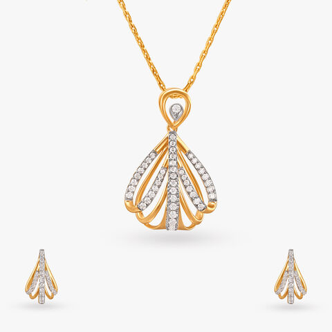 Sunlit Grace Diamond Pendant and Earrings Set