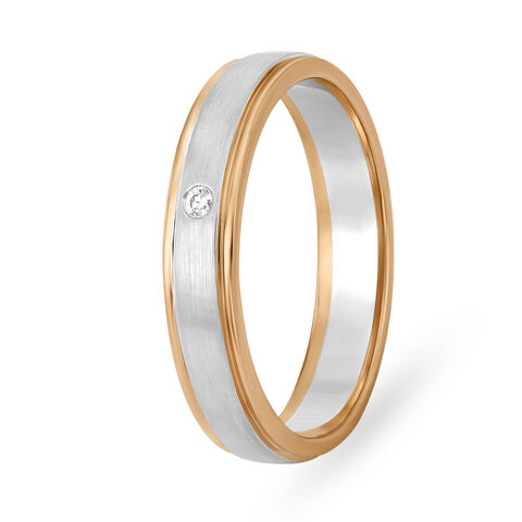 Glam 950 Pure Platinum And Rose Gold And Diamond Band Style Finger Ring