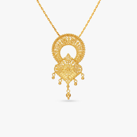 Mandala Radiance Gold Pendant and Earrings Set