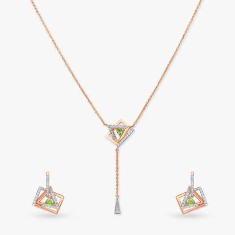 Geometric Diamond Necklace Set