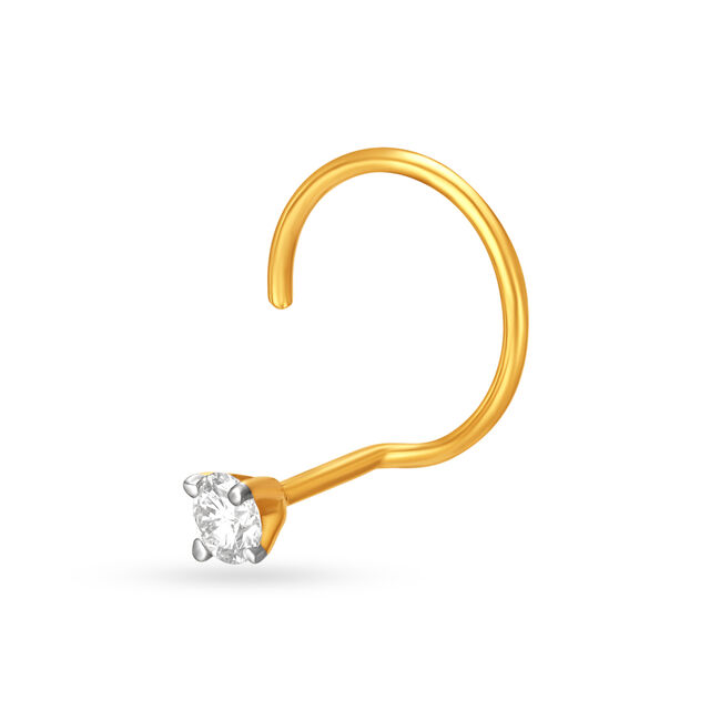 Single Stone Gold and Diamond Nose Pin,,hi-res image number null