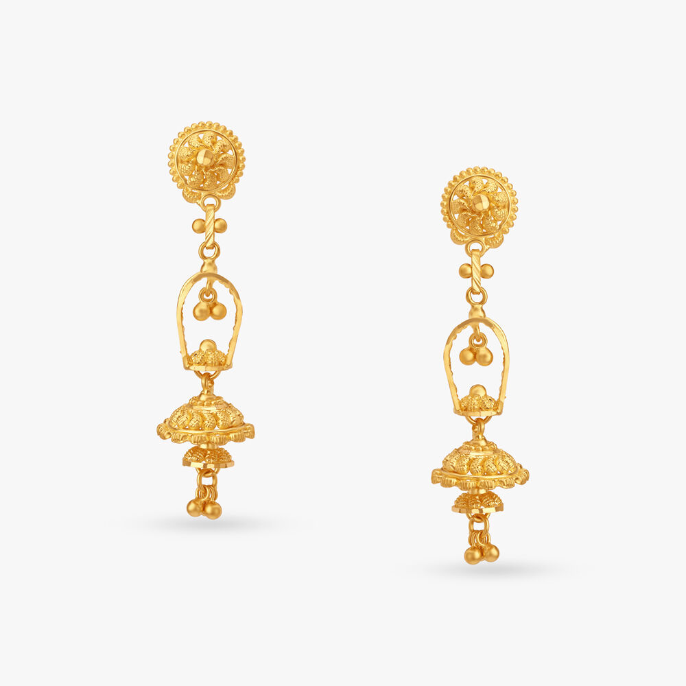Gold Jhumka Earrings Elegant Designs Styles Tanishq