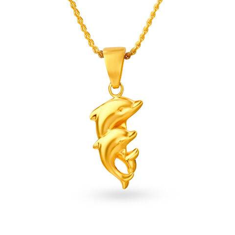 Charming Yellow Gold Dolphin Pendant
