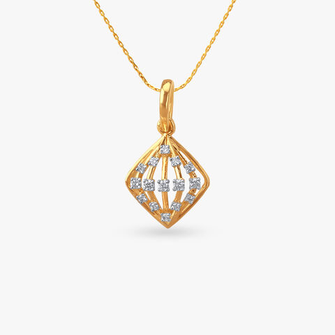 Grid Gleam Diamond Pendant