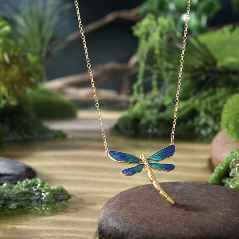 Enamel Dragonfly Gold Necklace