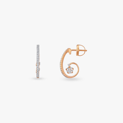 Blooming Spiral Diamond Hoop Earrings