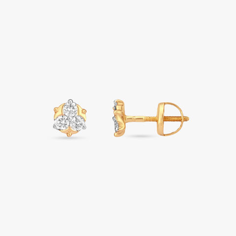 Triple Twinkle Diamond Stud Earrings For Kids