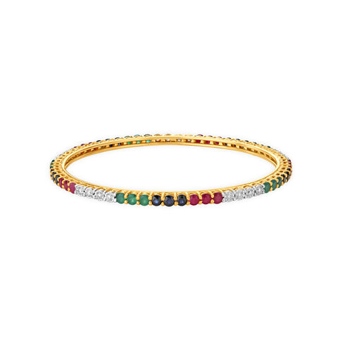 Eclectic Assorted Stones Bangle in Yellow and White Gold