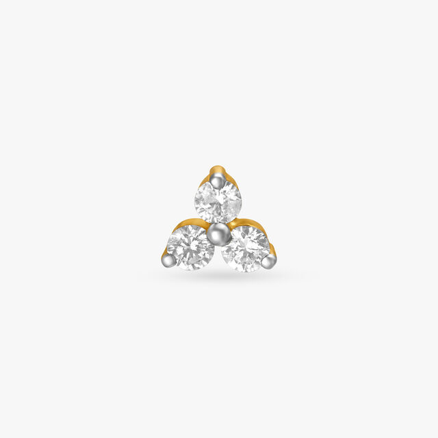 Stylish Three Stone Diamond Nose Pin,,hi-res image number null