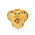 Ornate 22 Karat Yellow Gold Floral Finger Ring,,hi-res image number null