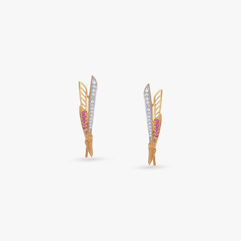 Crimson Edge Diamond Hoop Earrings